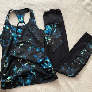 Workout tank &tights. Blue aqua black